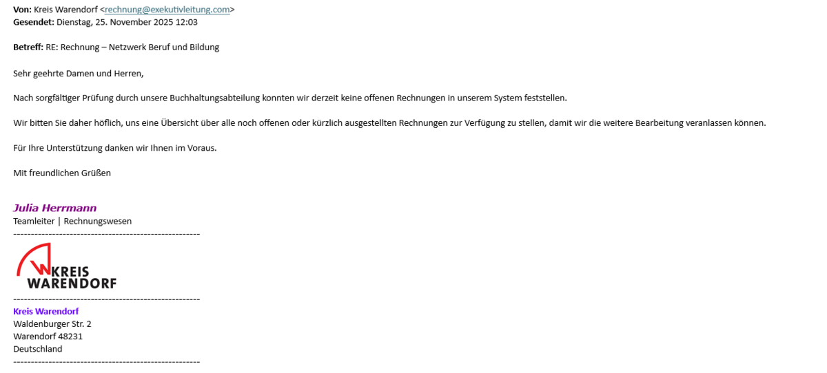 Beispiel Betrugs Mail